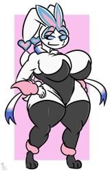 big_breasts breasts cleavage eeveelution female furry huge_breasts kingretrokirby lopunny pokemon pokemon_(species) sylveon tagme thick_thighs wide_hips