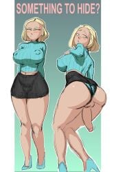 1futa 2d 2d_(artwork) areola_bulge balls blonde_futa blonde_hair blonde_hair_futa blue_high_heels blue_panties blue_sweater chin_length_hair clothing cumoon embarrassed embarrassed_futa flashing futanari high_heels horny large_breasts light-skinned_futanari light_skin panties peeking_out penis solo solo_futa sweater tight_clothing tight_sweater white-skinned_futanari white_skin