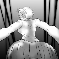 1girls arcueid_brunestud arms_held_back ass ass_focus big_ass big_butt blush breasts female first_person_view from_behind from_behind_position grabbing_from_behind holding_arms holding_arms_back huge_breasts imminent_sex large_ass large_butt looking_at_viewer melty_blood pantylines pov side_boob tententensan tsukihime tsukihime_(remake) turning_head