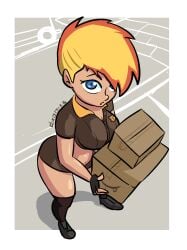 big_ass big_breasts blonde_hair blue_eyes cartoon_network dikomics genderswap_(mtf) jenny_test johnny_test johnny_test_(series) large_ass large_breasts rule_63 thick_thighs wide_hips work work_uniform working