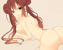 ass bad_id blue_eyes blush breasts brown_hair female female_only human mmco nintendo pokemon pokemon_bw2 pussy rosa_(pokemon) solo uncensored vulva