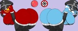 2boys 2girls alternate_version_available ass_focus big_ass big_breasts blue_skin communism communist countryballs countryhumans countryhumans_edit countryhumans_girl edited edited_image edited_official_artwork fascist_argentina_(countryhumans) nazi nazi_germany_(countryhumans) red_skin sendero_luminoso_(countryhumans) soviet_union_(countryhumans) surprised surprised_expression surprised_face white_eyes wink