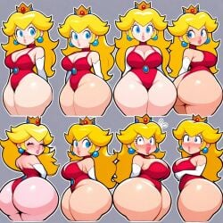 ai_generated big_ass big_breasts nintendo pink_lipstick princess_peach red_lingerie super_mario_bros.