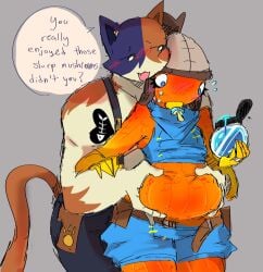 anthro basslapping chubby_male embarrassed feline feminine_male fish fishstick_(fortnite) fortnite fortnite:_battle_royale gay grabbing_stomach meowscles_(fortnite)