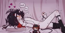 1boy bishonen black_hair blushing character_doll demon_boy demon_horns funamusea implied_incest ivlis licorice_(funamusea) male male_only masturbation penis plushie sniffing source_request tagme the_gray_garden vyrasyte yellow_eyes young